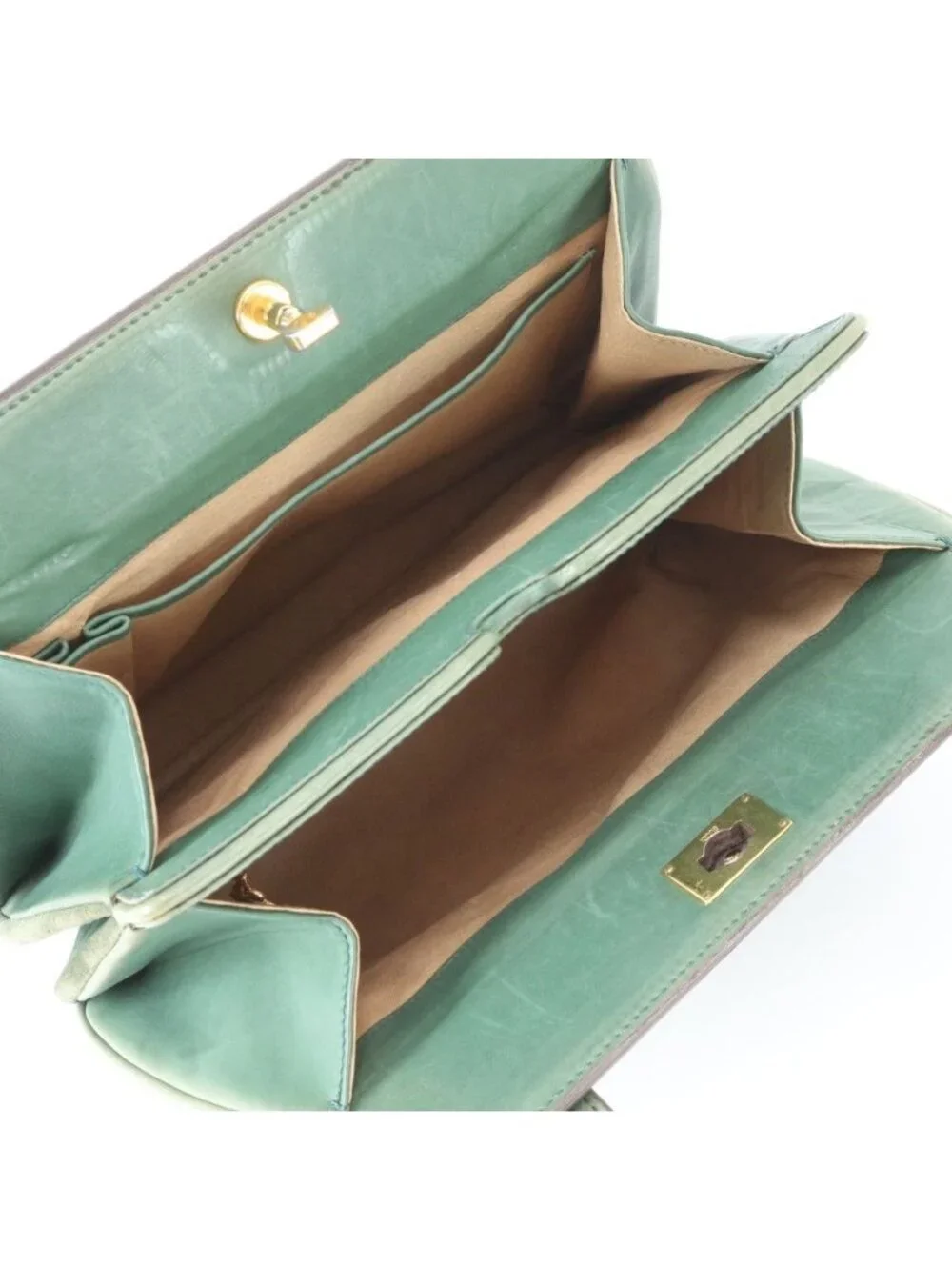 ★SOLD★ Gucci Vintage Leather Handbag Tote Gold - Picture 7 of 9